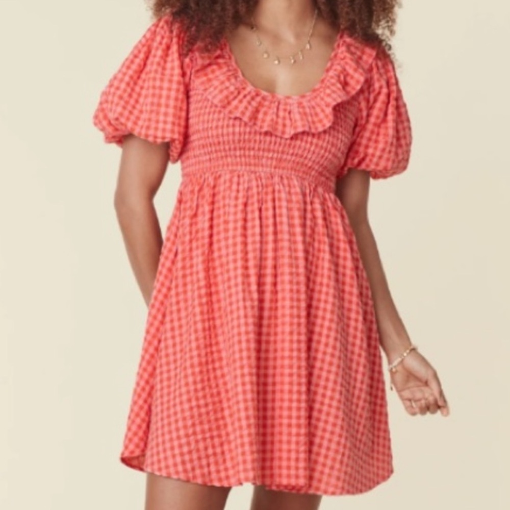 Spell & The Gypsy Strawberry Fields Mini Dress Red Gingham Check Size XS X-Small